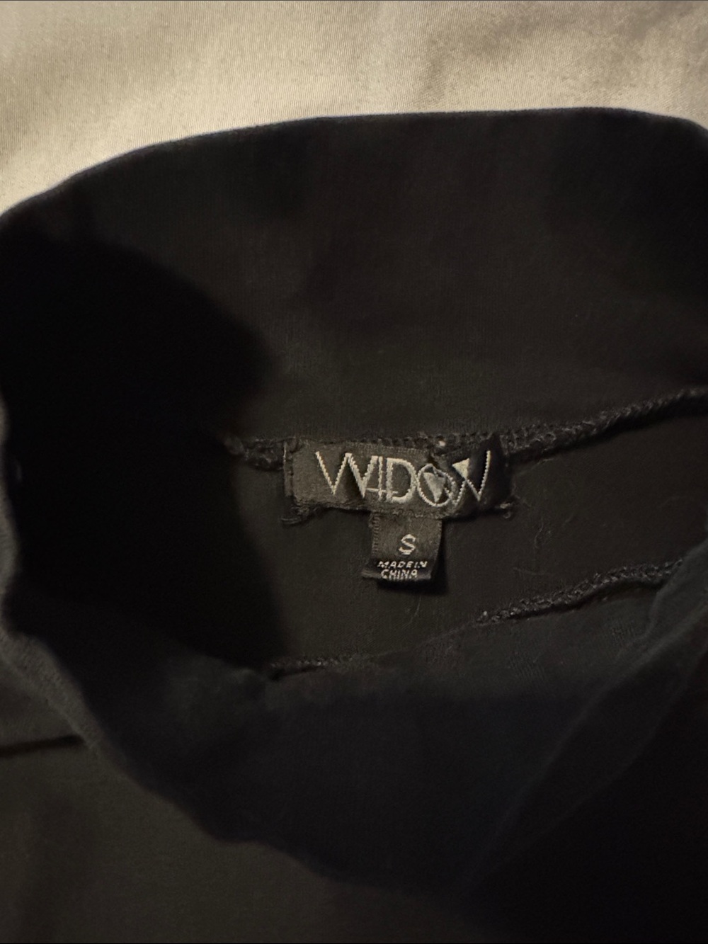 Widow Black Short-Sleeve Turtleneck Top with Embroidered Doll Neck Detail - Picture 3 of 4